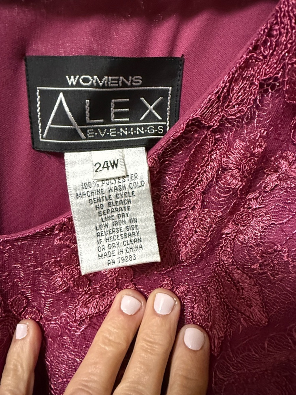 Elegant Lace Overlay Chiffon Dress in Deep Berry - Picture 3 of 11